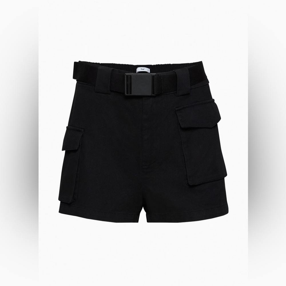 Aritzia Tna Cargo 3" Short High-Rise Black Utility Cargo Shorts with Belt Sz M
